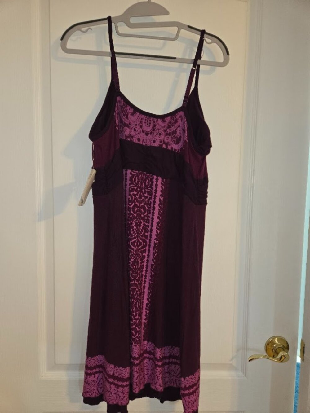 NWT Athleta Purple Printed Shelf Bra Dress LP Large Petite
